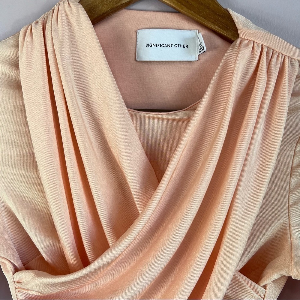 SIGNIFICANT OTHER Arta Long Sleeve Wrap Peach Crop Top Size US 2 Sold Out Online - Picture 7 of 15